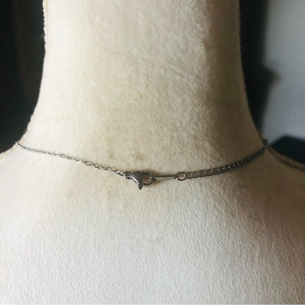 Hand crochet fashionable lady pendant on stainless steel chain necklace
